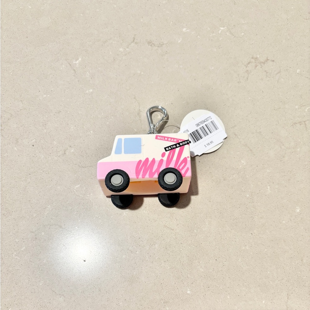 Bath & Body Works Milk Bar Truck PocketBac Holder Sanitizer Clip Keychain